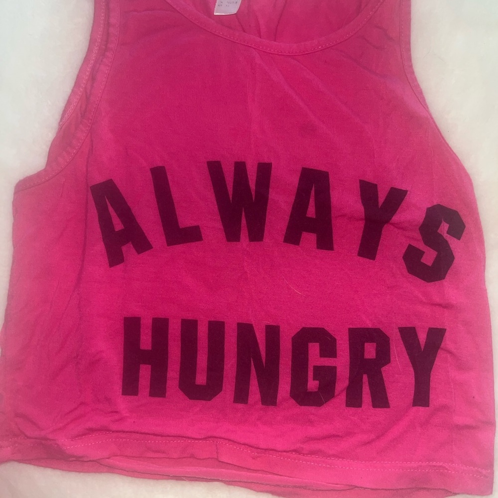 Hot Pink Tank Top with "ALWAYS HUNGRY" Print